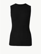 Marks & Spencer Ribbed Round Neck Knitted Top Black