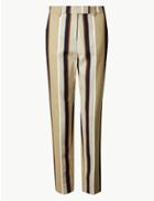 Marks & Spencer Cotton Rich Striped Slim Leg Trousers Black Mix