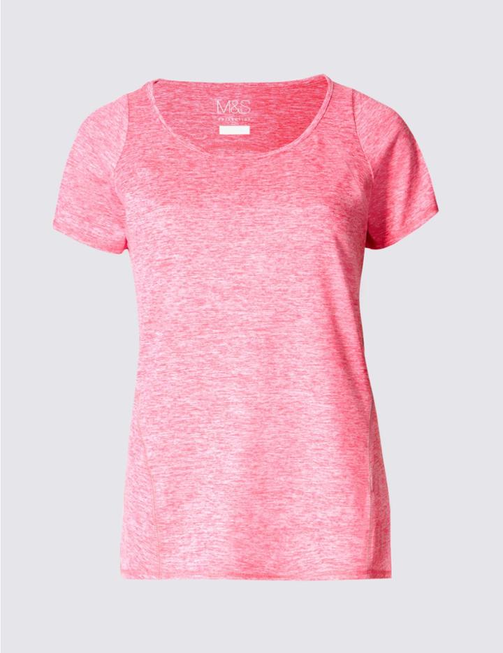 Marks & Spencer Performance Marl Tee Shirt Hot Pink