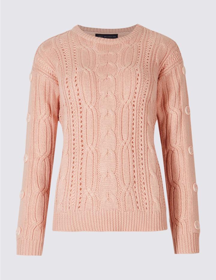 Marks & Spencer Petite Cotton Blend Textured Jumper Blush