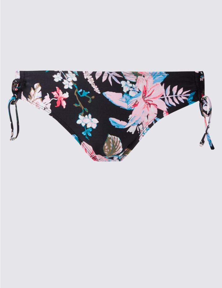 Marks & Spencer Floral Print Hipster Bikini Bottoms Black Mix