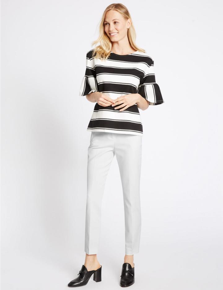 Marks & Spencer Cotton Blend Slim Leg Trousers White