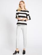 Marks & Spencer Cotton Blend Slim Leg Trousers White