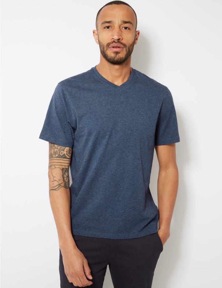 Marks & Spencer Pure Cotton V-neck T-shirt Denim Mix
