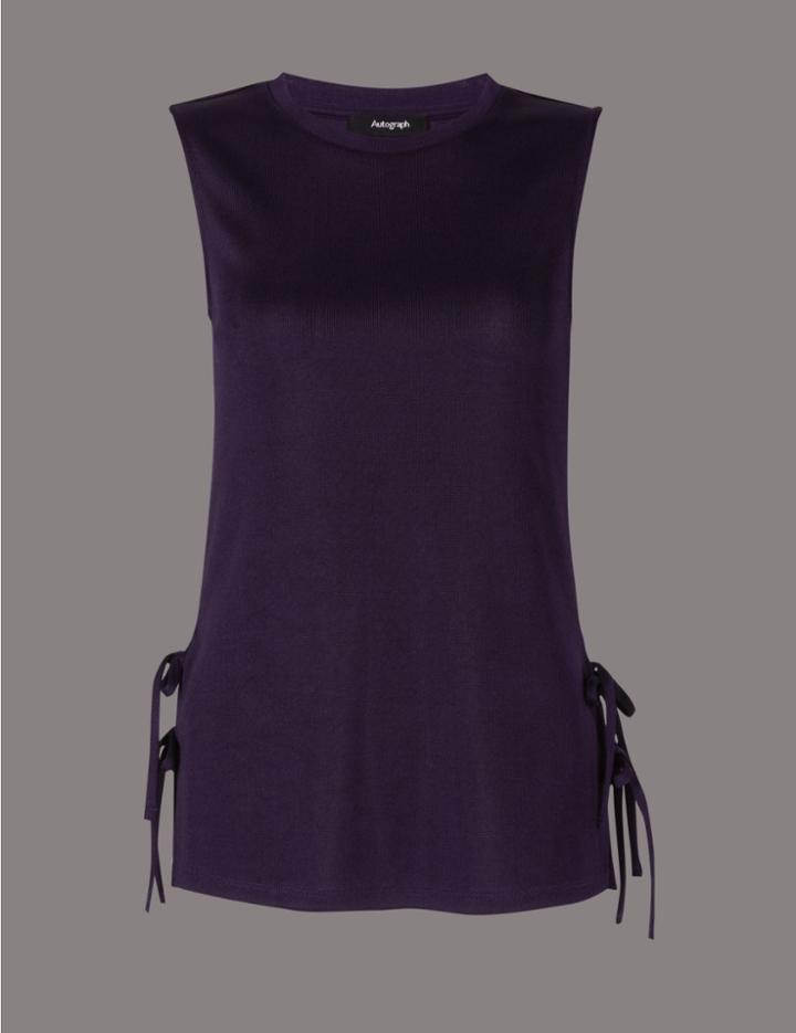Marks & Spencer Tie Side Round Neck Vest Top Purple