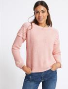 Marks & Spencer Pure Cotton Lace Round Neck Jumper Blush