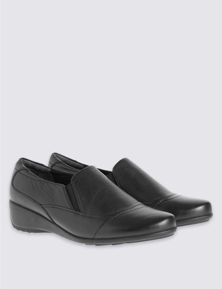 Marks & Spencer Leather Pull-on Pump Shoes Black