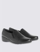 Marks & Spencer Leather Pull-on Pump Shoes Black