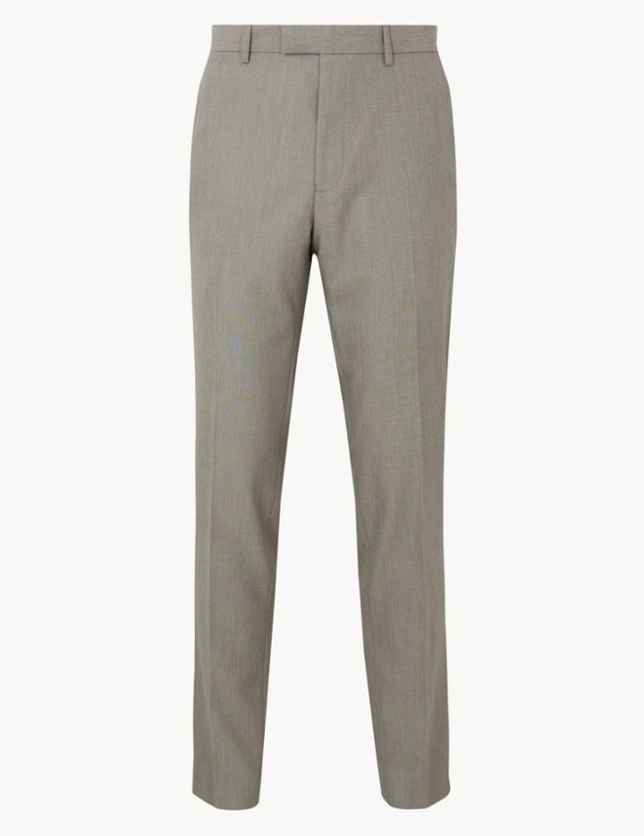 Marks & Spencer Textured Skinny Fit Trousers Neutral