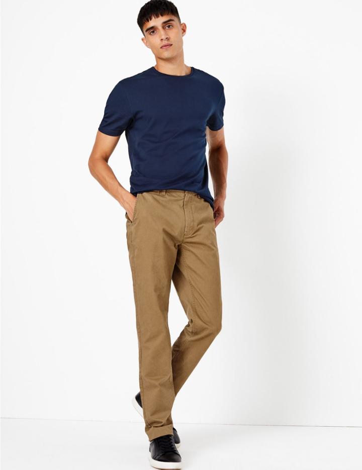 Marks & Spencer Slim Fit Cotton Chinos With Stretch Sand