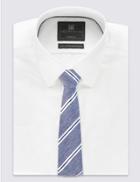 Marks & Spencer Modern Striped Tie Bright Blue