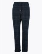Marks & Spencer Checked Comfort Trousers Navy Mix