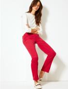 Marks & Spencer Corduroy Straight Leg Trousers Cranberry