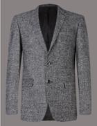 Marks & Spencer Wool Rich Single Breasted Jacket Black Mix