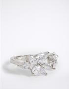 Marks & Spencer Platinum Plated Diamant Flower Ring White Mix