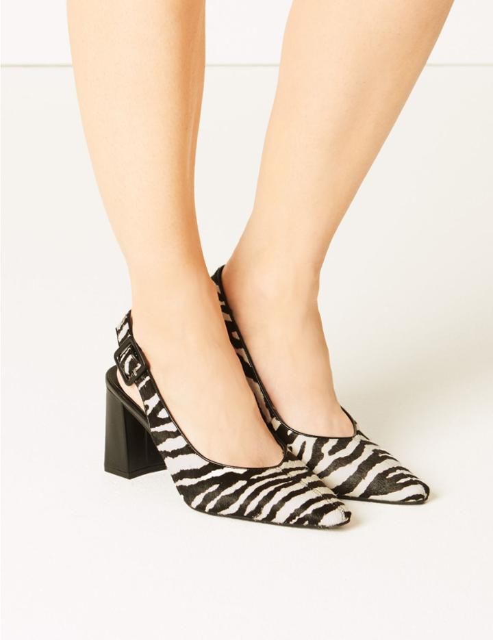 Marks & Spencer Leather Slingback Shoes Black/white