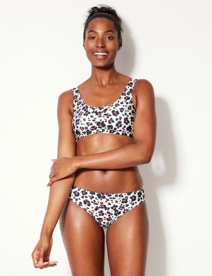 Marks & Spencer Animal Print Scoop Neck Bikini Top Cream Mix