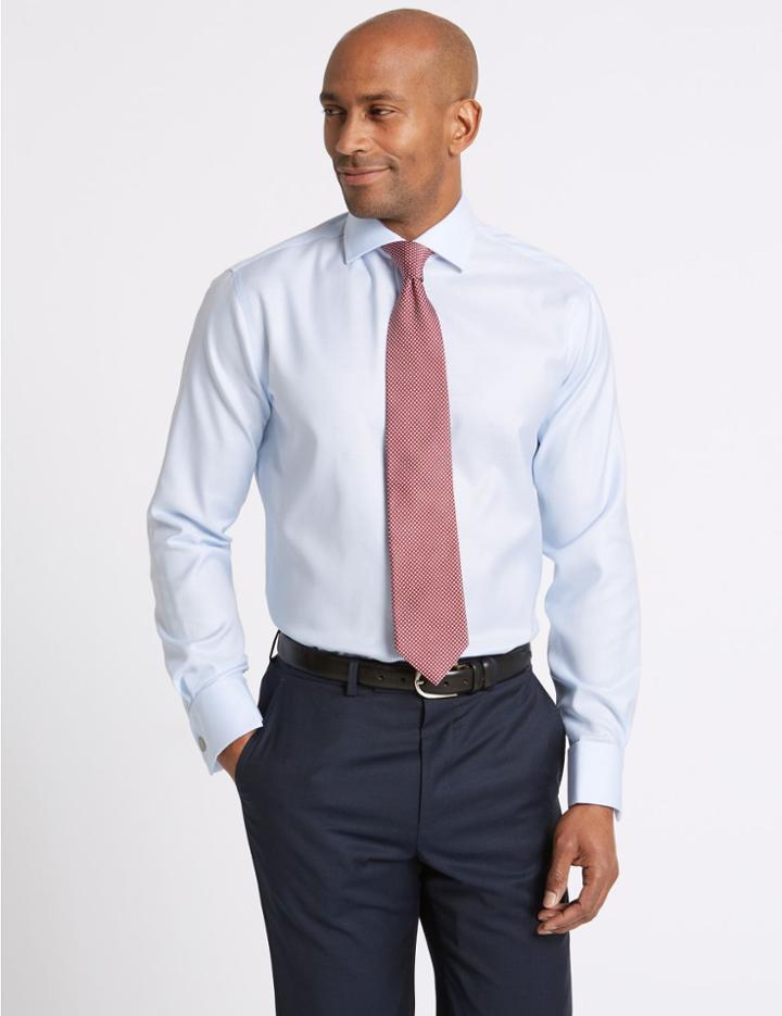 Marks & Spencer Pure Cotton Tailored Fit Shirt Sky Blue