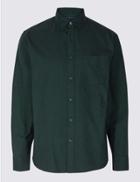 Marks & Spencer Pure Cotton Plain Oxford Shirt Evergreen