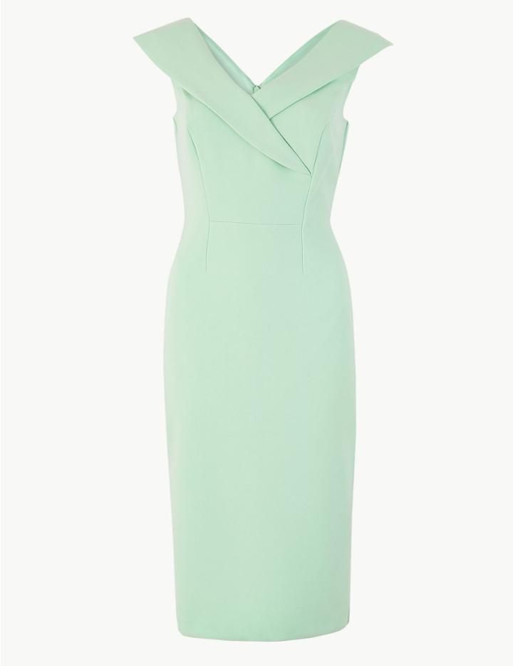 Marks & Spencer Double Crepe Short Sleeve Bodycon Dress Light Mint