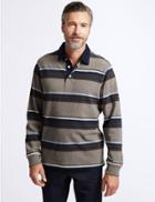 Marks & Spencer Slim Fit Pure Cotton Striped Rugby Top Natural Mix