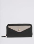 Marks & Spencer Faux Leather Pull Out Pouch Purse With Cardsafe&trade; Black Mix
