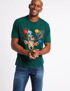 Marks & Spencer Pure Cotton Printed Crew Neck T-shirt Green