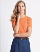 Marks & Spencer Cashmilon&trade; Round Neck Short Sleeve Jumper Soft Orange