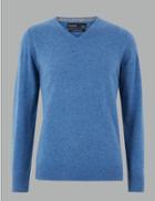 Marks & Spencer Pure Cashmere V-neck Jumper Mid Blue