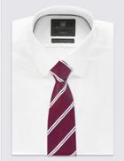 Marks & Spencer Modern Striped Tie Burgundy