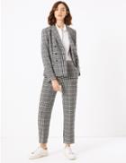 Marks & Spencer Evie Checked Straight 7/8th Trousers Black Mix
