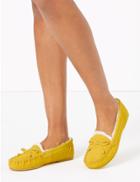 Marks & Spencer Suede Moccasin Slippers Ochre