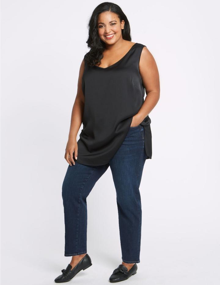Marks & Spencer Curve 360 Contour High Waist Straight Jeans Dark Indigo