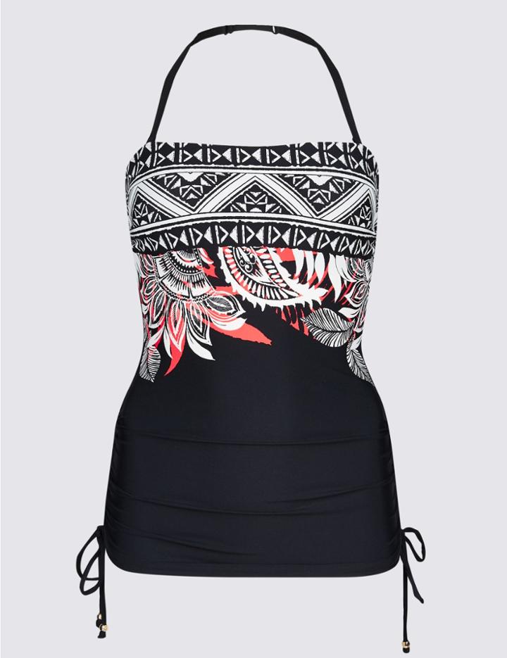 Marks & Spencer Printed Bandeau Tankini Top Black Mix