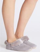 Marks & Spencer Faux Fur Detail Mule Slippers Grey
