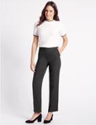 Marks & Spencer Textured Straight Leg Trousers Black Mix