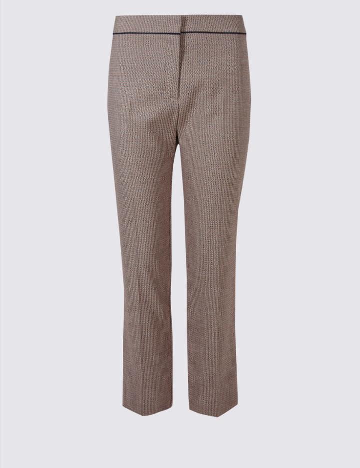 Marks & Spencer Jacquard Cropped Slim Leg Trousers Orange Mix