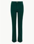 Marks & Spencer Sateen Roma Rise Straight Leg Jeans Forest Green