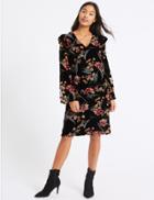 Marks & Spencer Printed Long Sleeve Tunic Midi Dress Black Mix