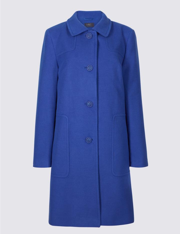 Marks & Spencer Patch Pocket Coat Blue