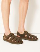 Marks & Spencer Leather Rip Tape Sandals Brown Mix