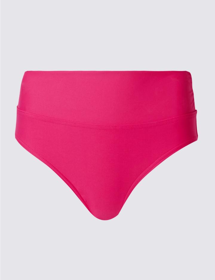Marks & Spencer Roll Top Hipster Bikini Bottoms Pink