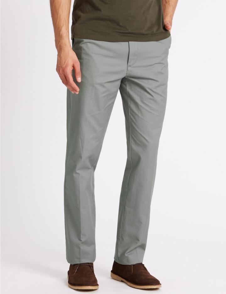 Marks & Spencer Regular Fit Pure Cotton Chinos Light Grey