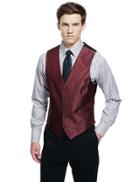 Marks & Spencer 5 Button Textured Waistcoat Red