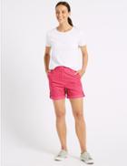 Marks & Spencer Pure Cotton Palm Print Casual Shorts Pink Mix