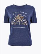 Marks & Spencer Cotton Rich Tree Print Regular Fit T-shirt Navy