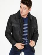 Marks & Spencer Leather Borg Lined Jacket Black