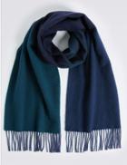 Marks & Spencer Ombre Extra Fine Wool Scarf Teal Mix