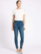 Marks & Spencer Embroidered Roma Rise Skinny Leg Jeans Indigo