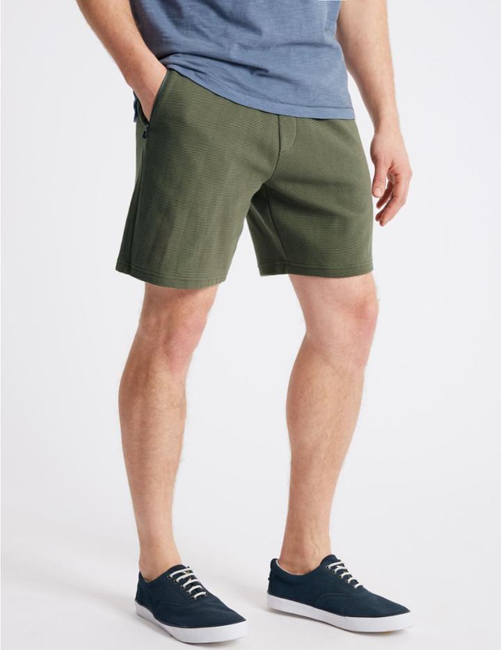 Marks & Spencer Pure Cotton Textured Shorts Khaki